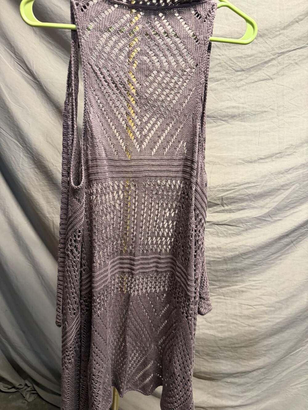 Maurices Women's Sleeveless Crochet Open Front Long Vest Duster - Picture 3 of 3